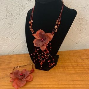 Red Rose Necklace & Bracelet